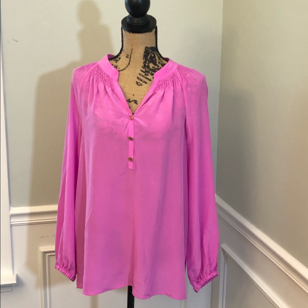Lilly Pulitzer Silk Elsa blouse size med pink